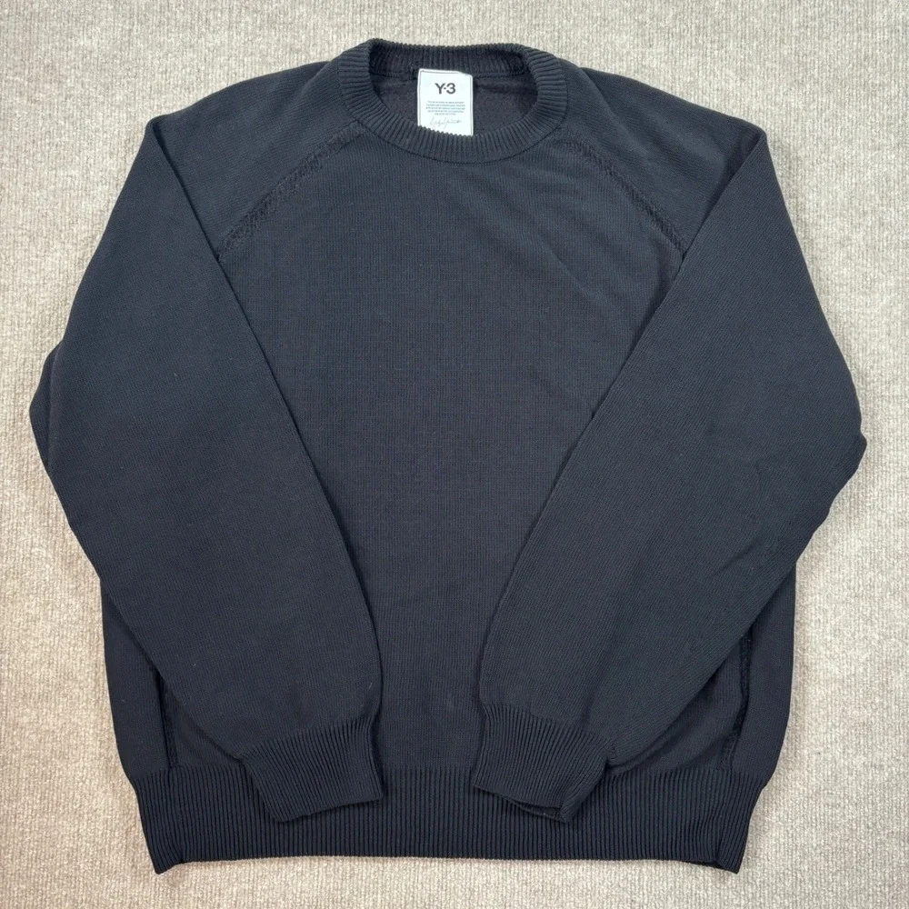 Adidas Y-3 Black Classic Knit Crew‎ Sweater Men's Size Large DV4214